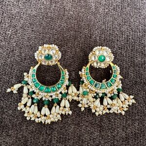 Elegant Green and Gold Earrings